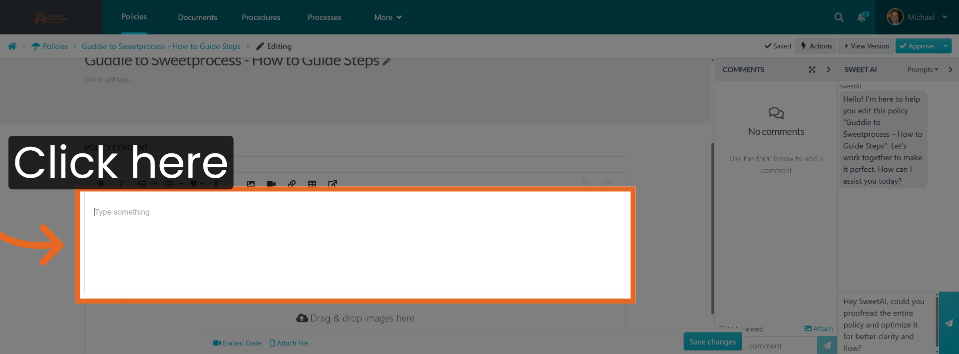 Save Policy Content Changes