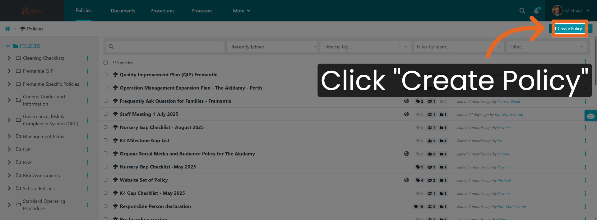 Navigate To Policies Section