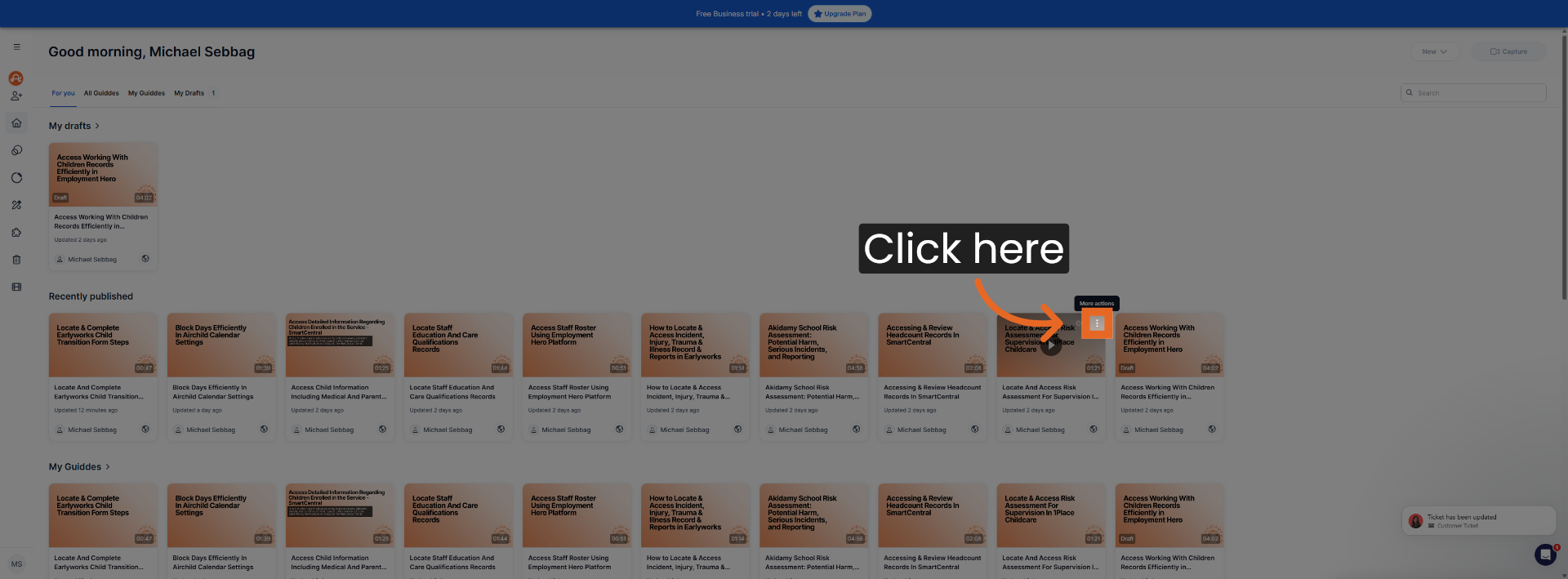 Open Guidde Sharing Options