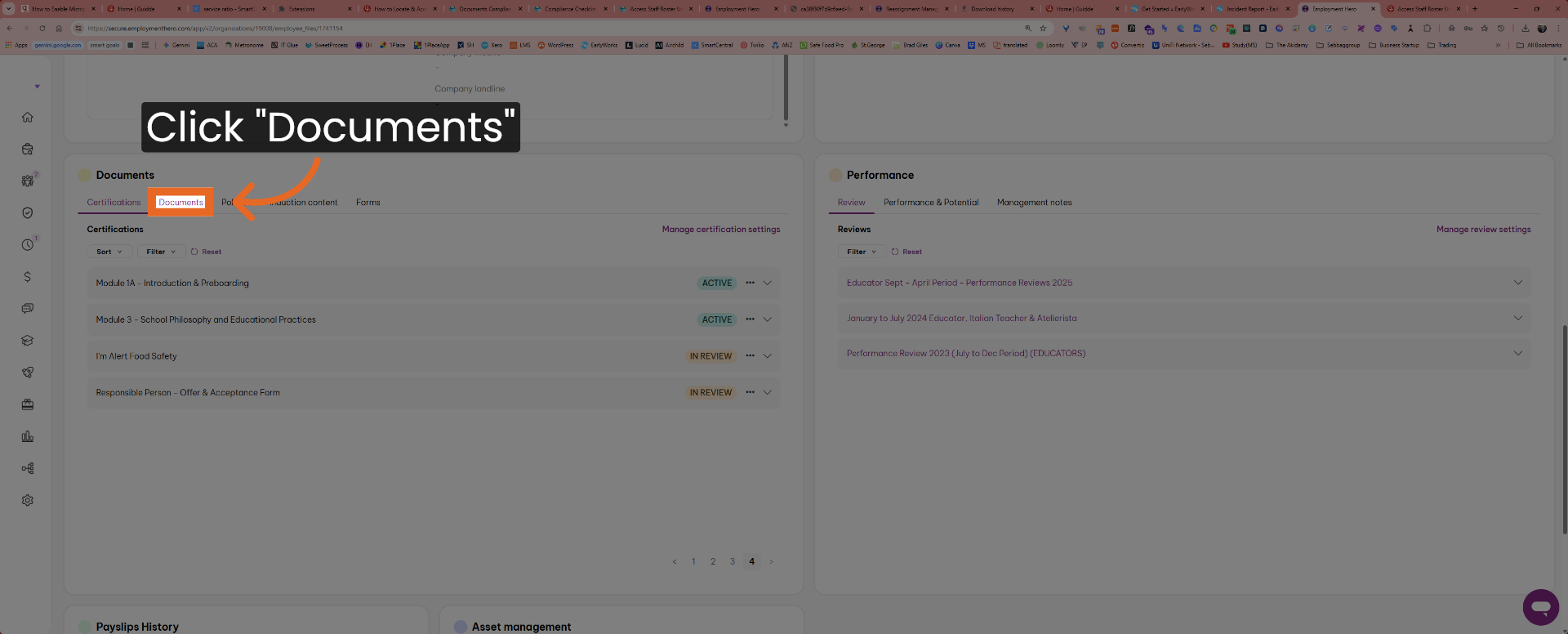 Access Documents Section