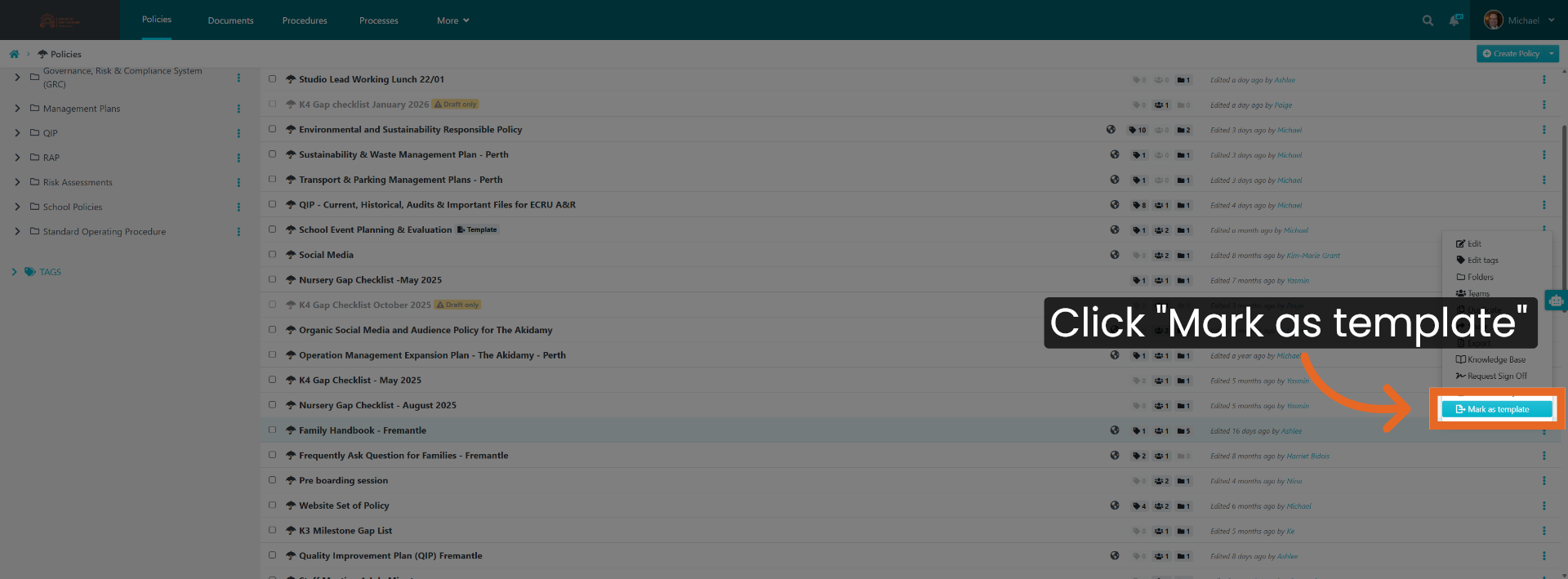 Mark Item As Template