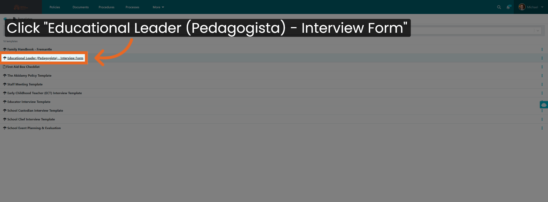 Choose Interview Form Template