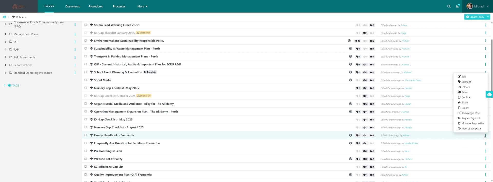 Open Template Marking Menu