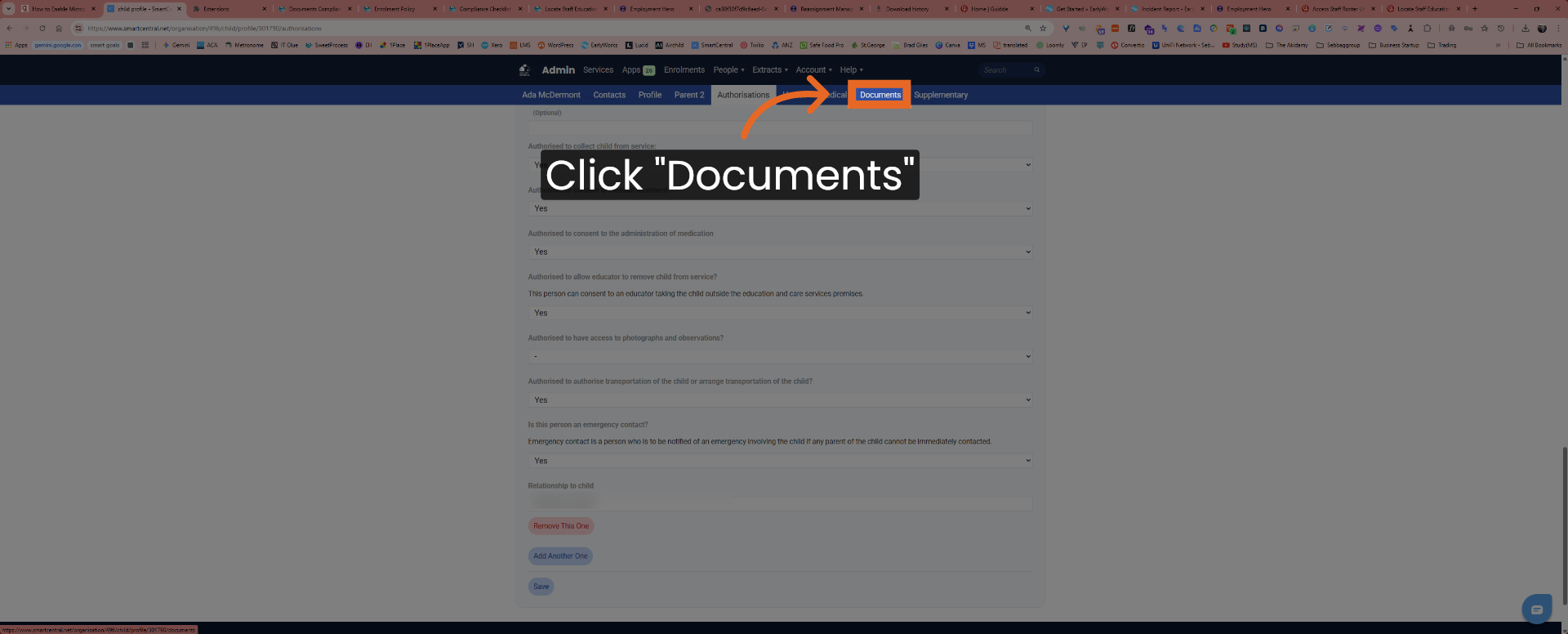 Navigate To Documents Tab