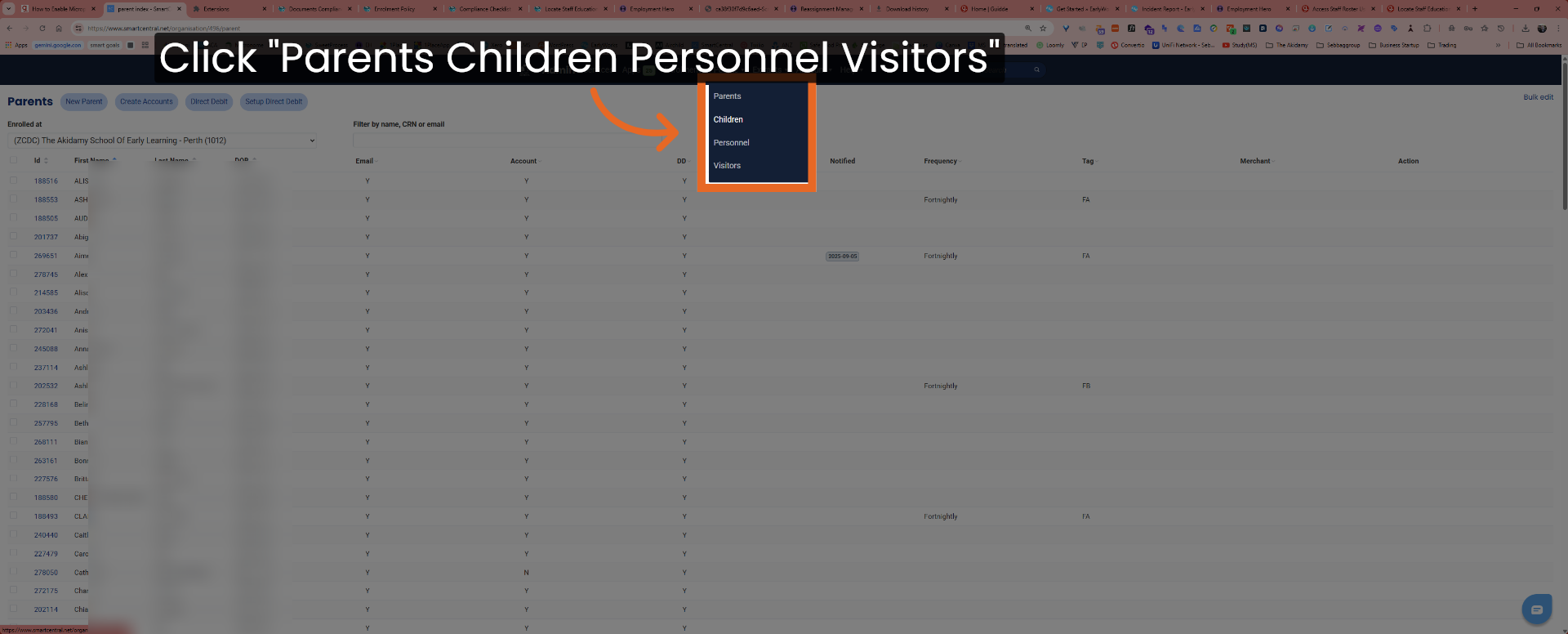 Open Parents Children Personnel Visitors