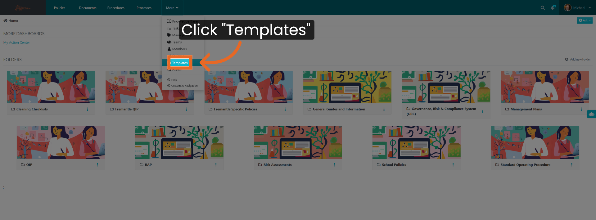 Access the Templates Menu