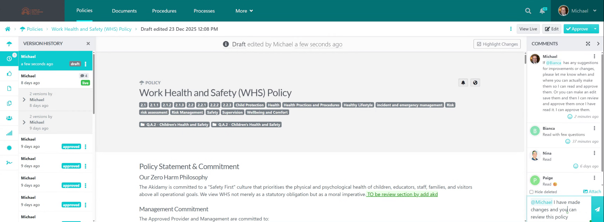 Confirm Feedback Message Entry