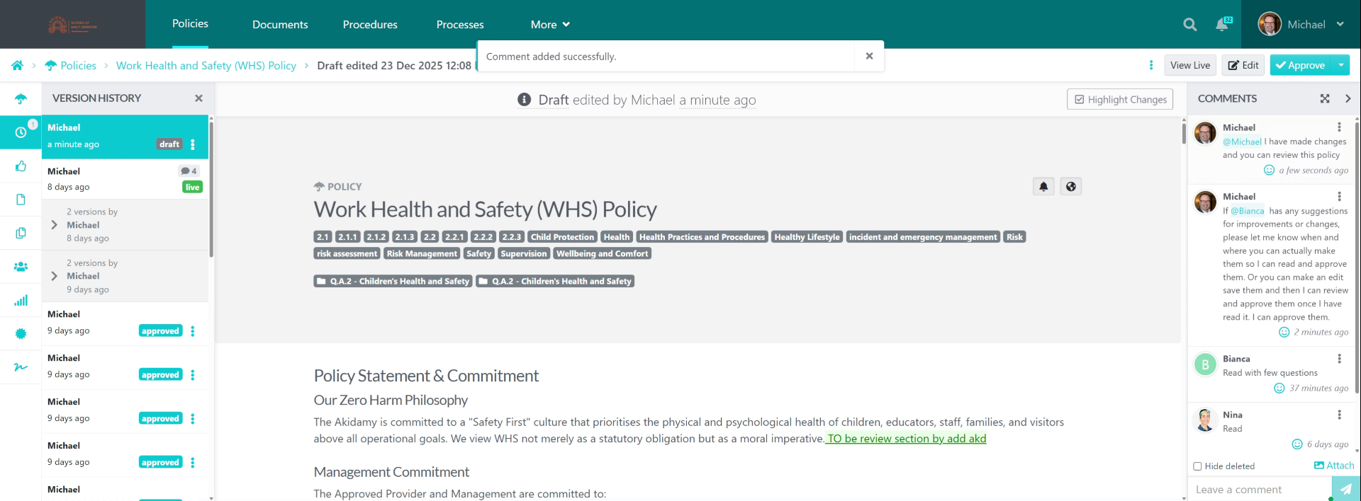 Review And Approve Changes