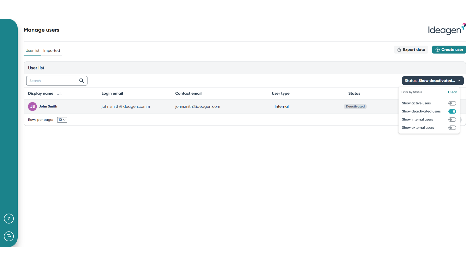 Filtered list