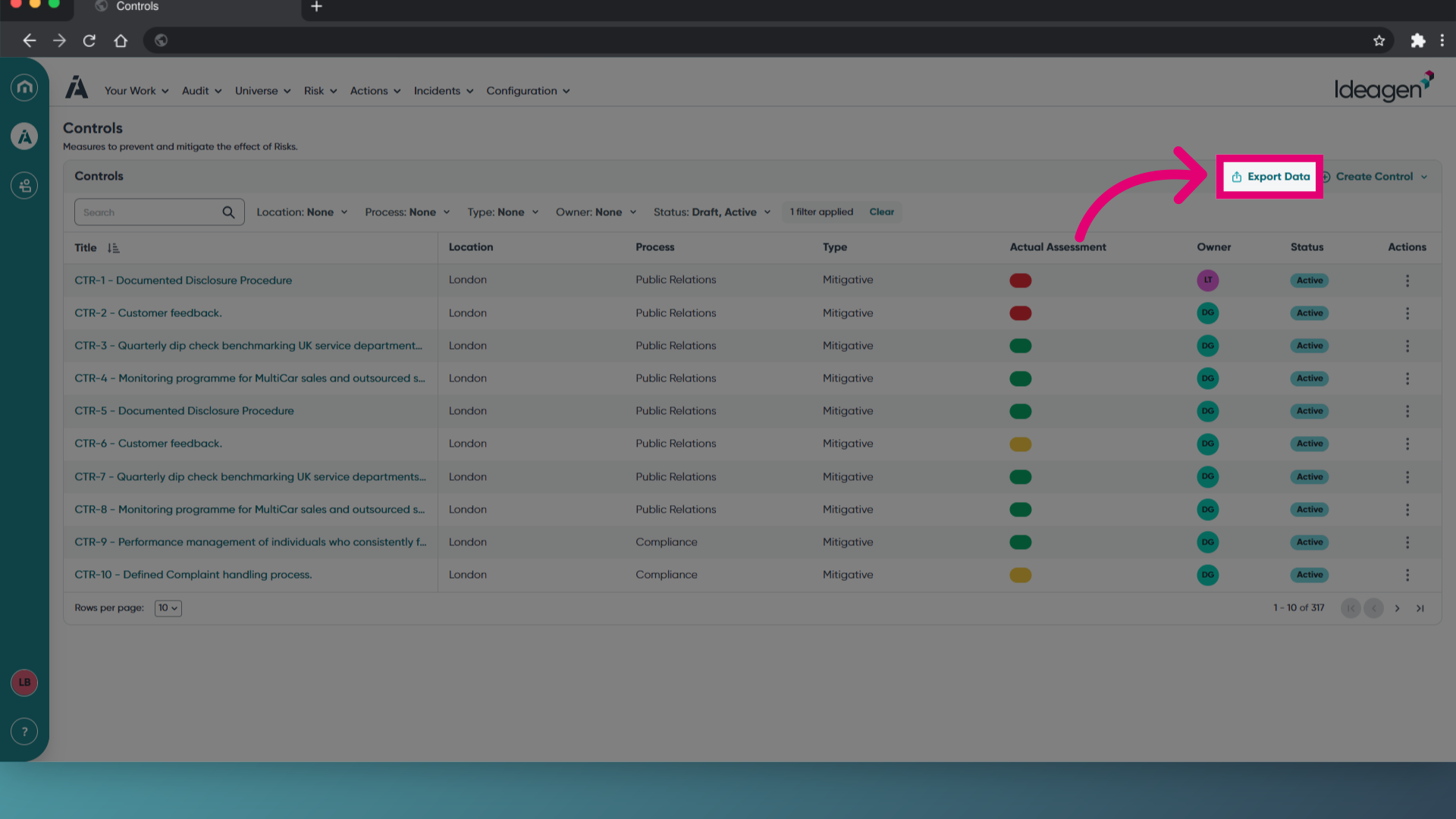 Click 'Export Data'