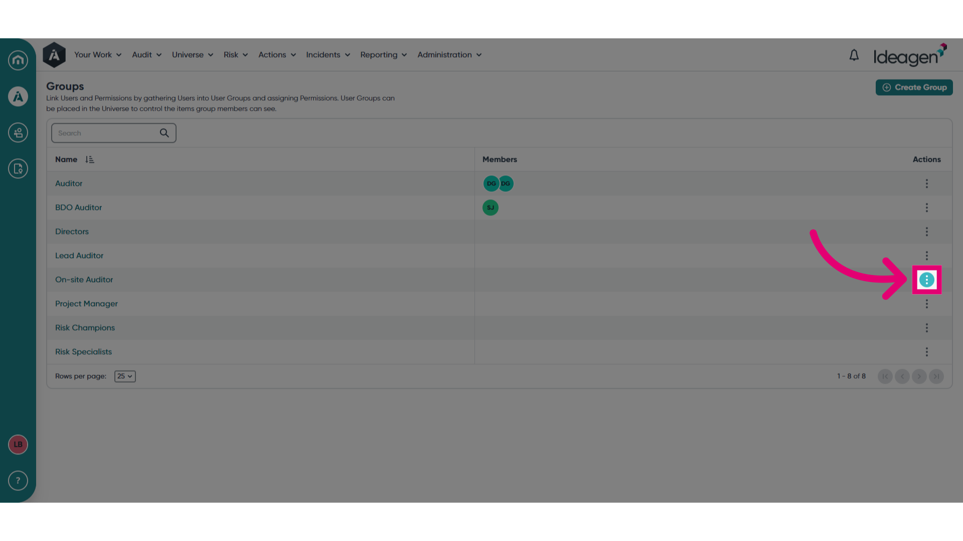 Open Actions menu