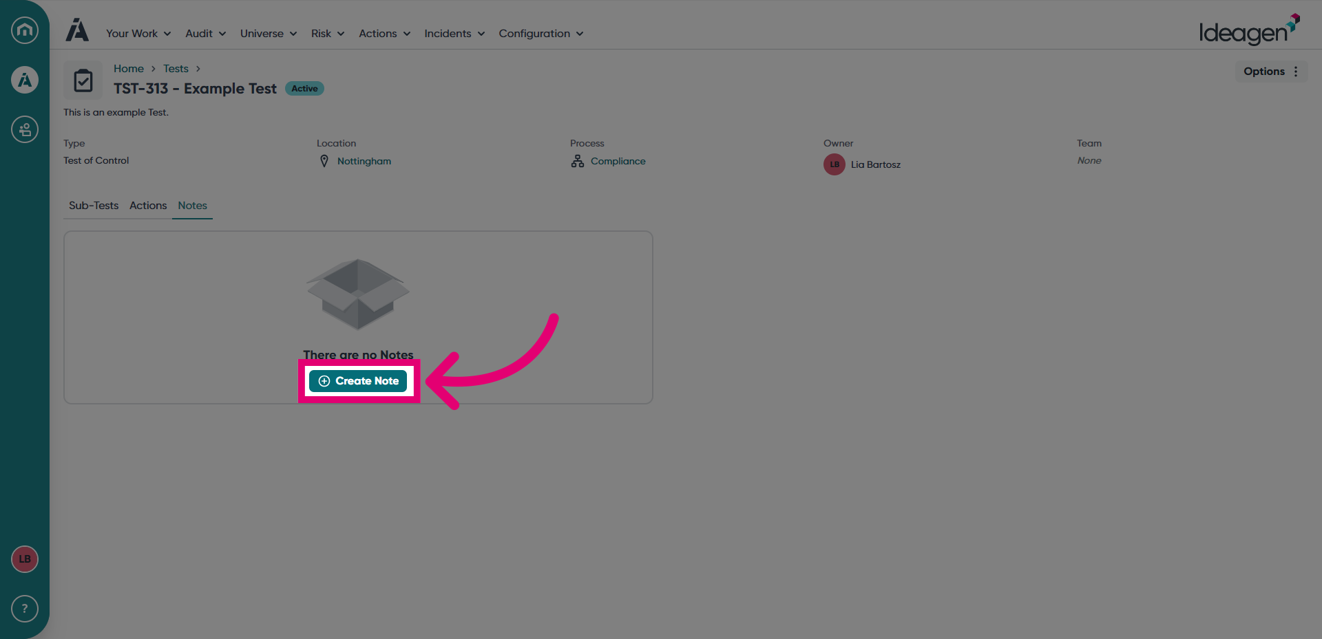 Click 'Create Note'