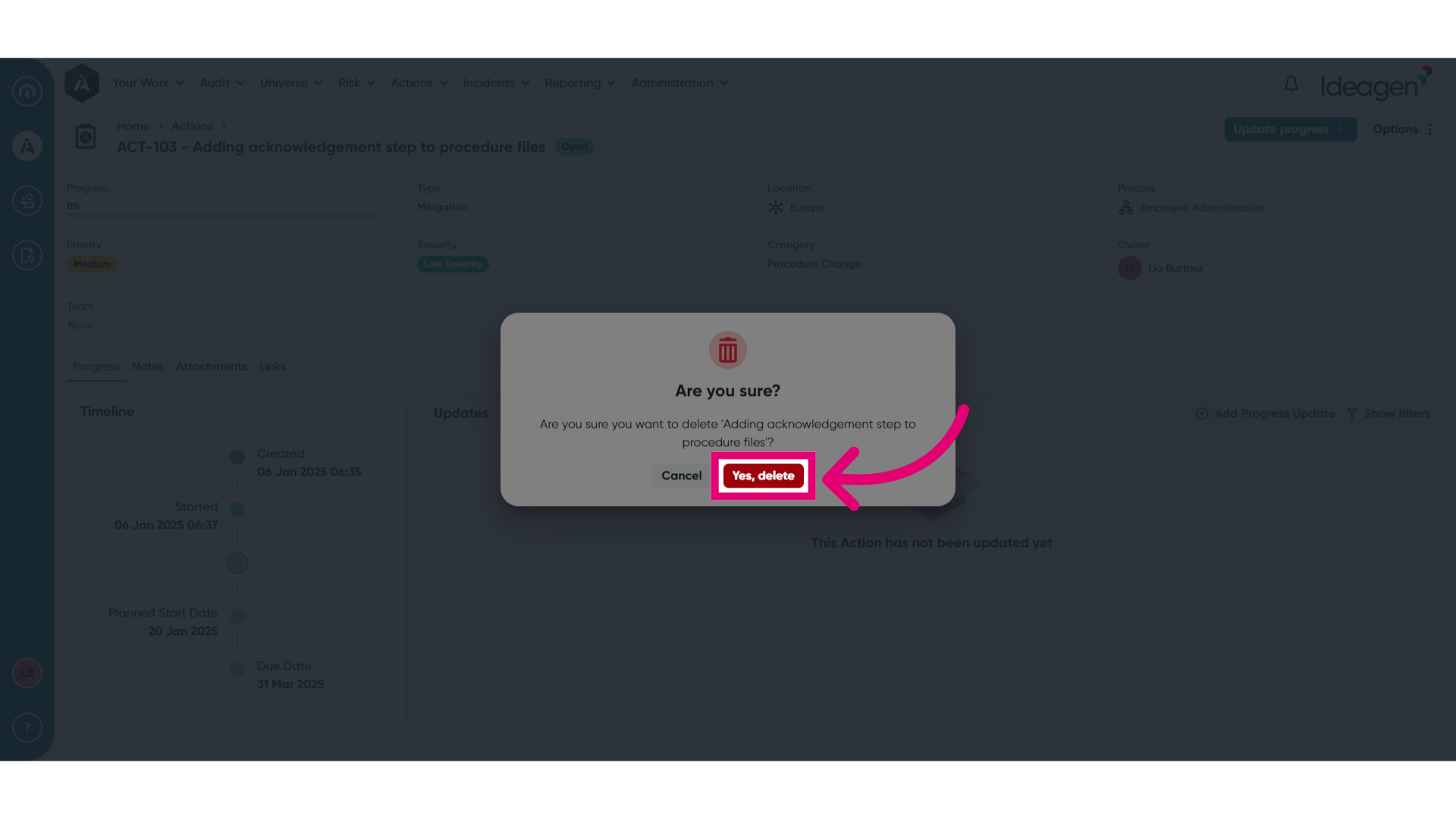 Click 'Yes, delete'