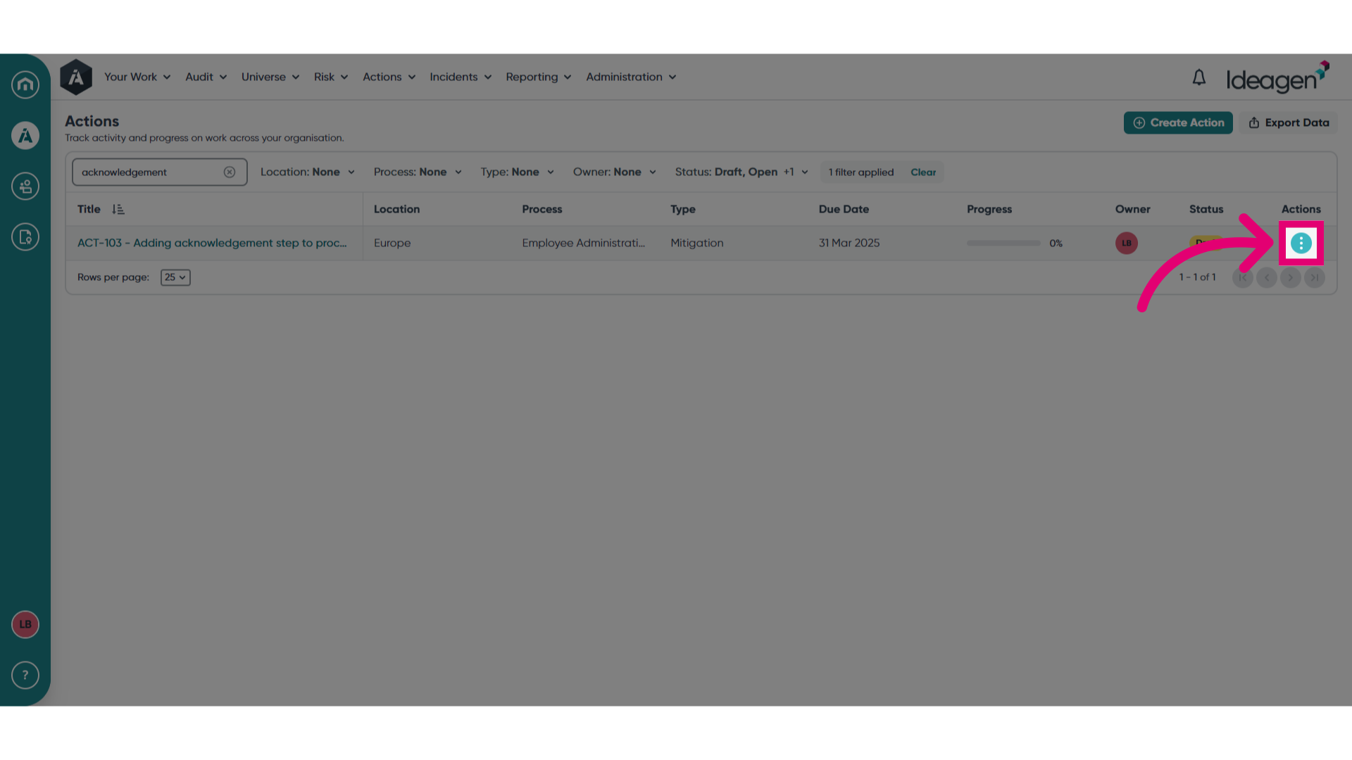 Open Actions menu