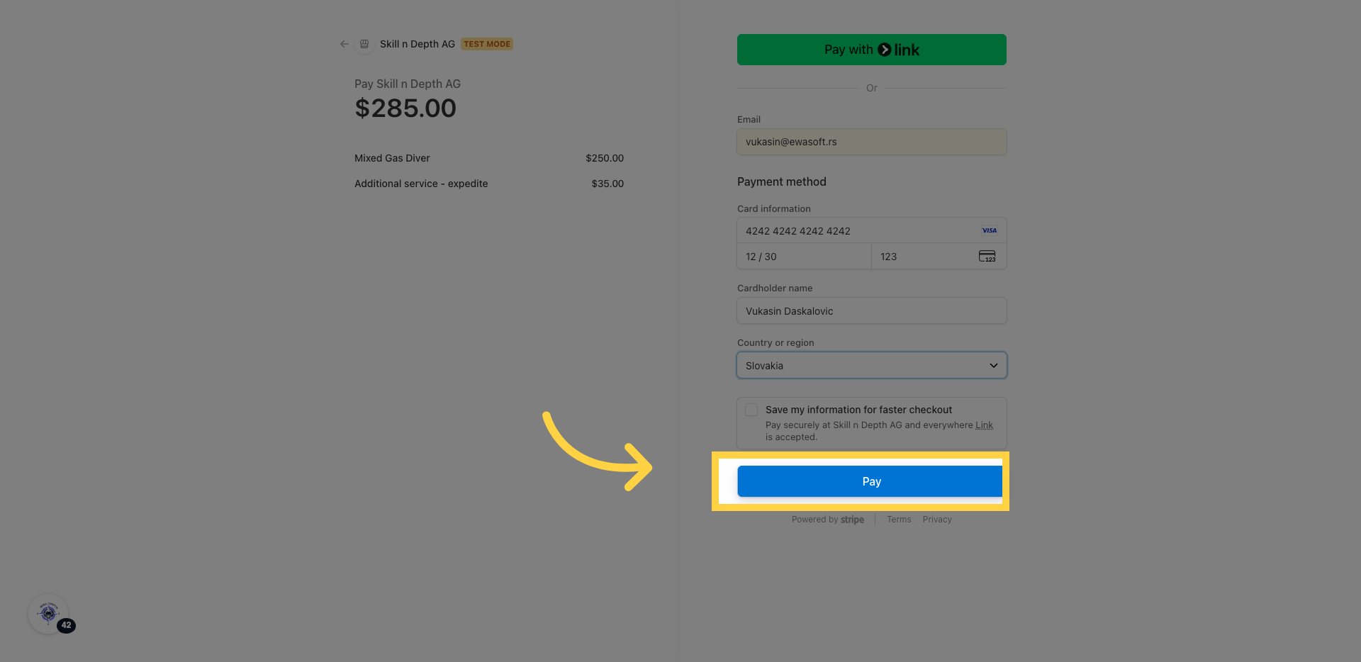 Complete payment