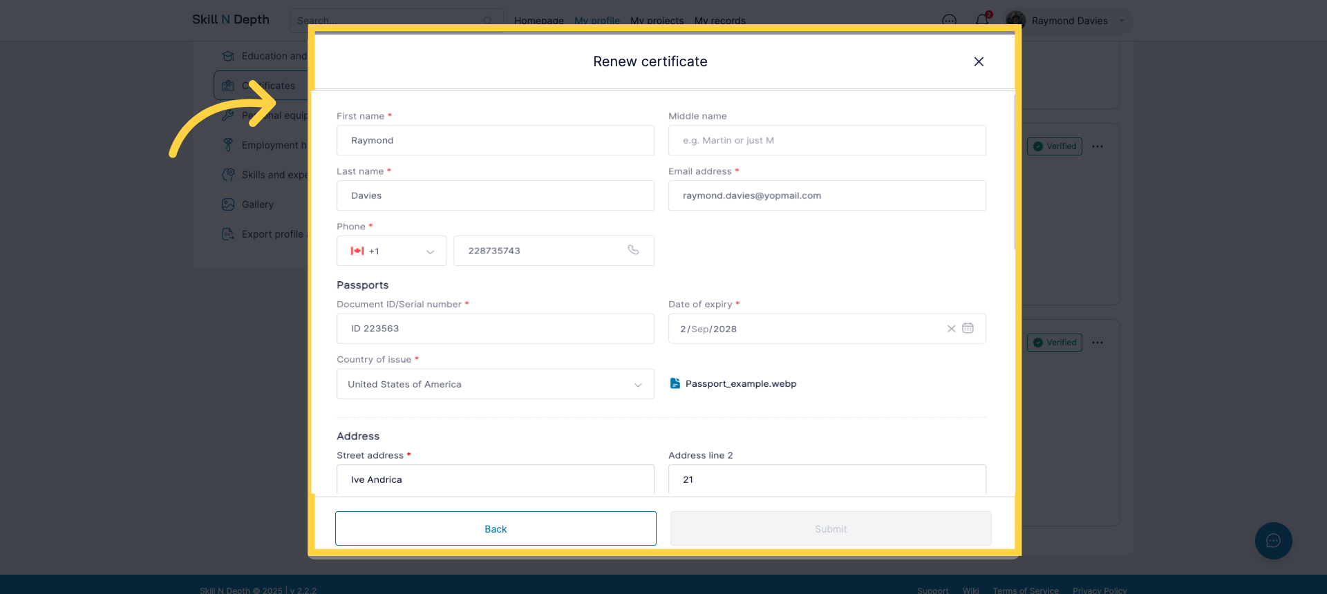 Enter Personal Identification Details