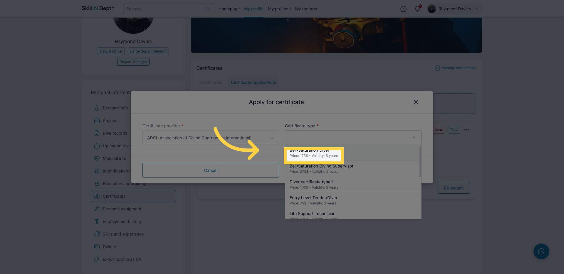 Select Certificate Pricing Option