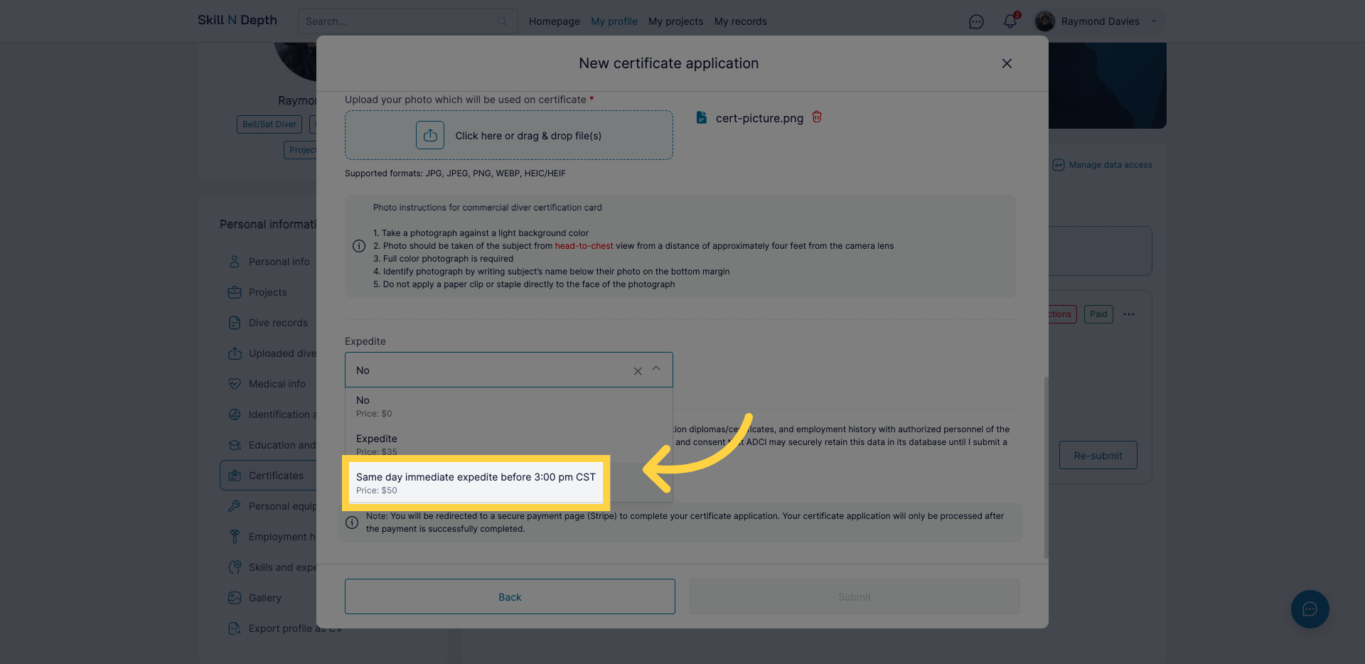 Choose Expedited Service