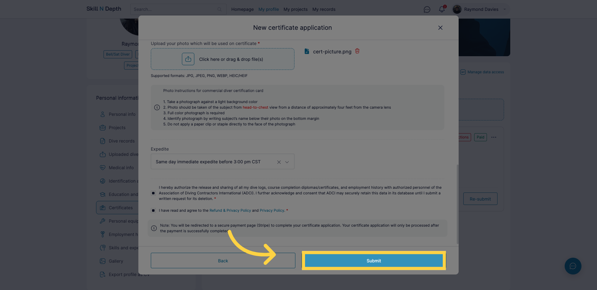 Submit Application Form