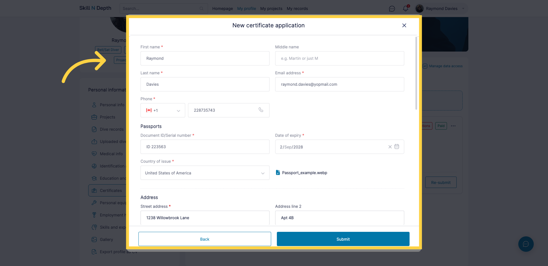 Enter Personal Information