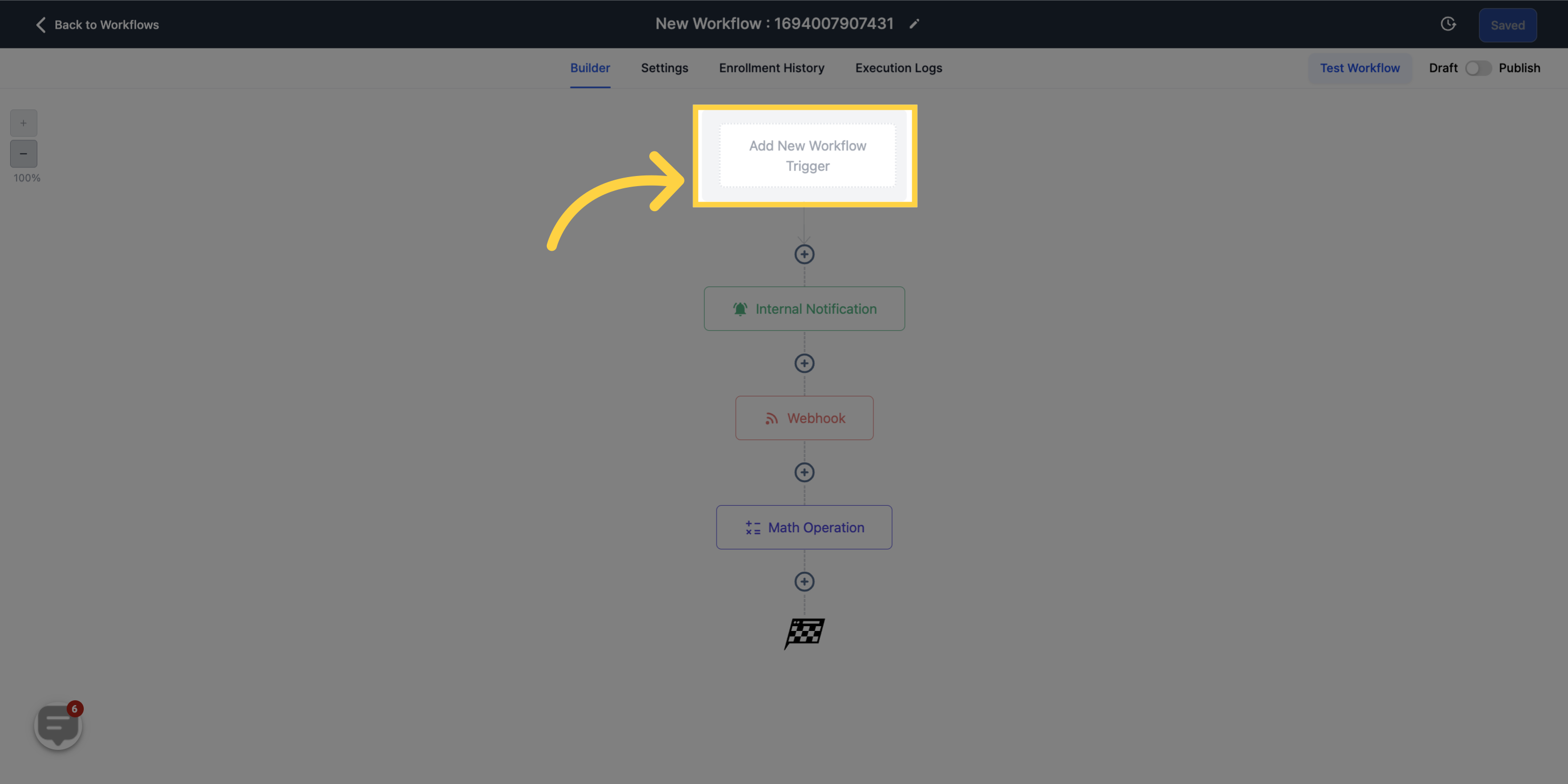 Click 'Add New Workflow Trigger'
