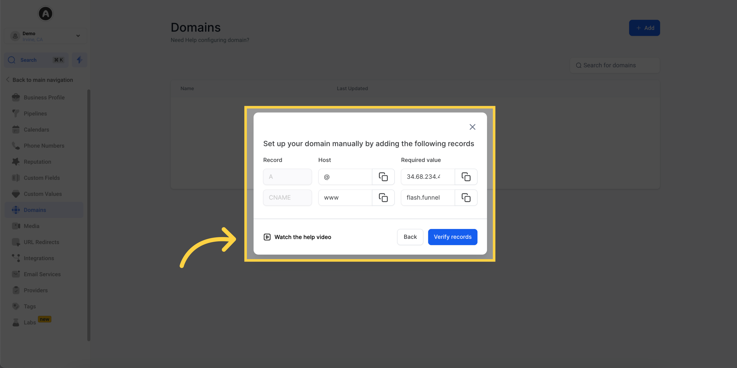 You have the option to add the necessary DNS records manually