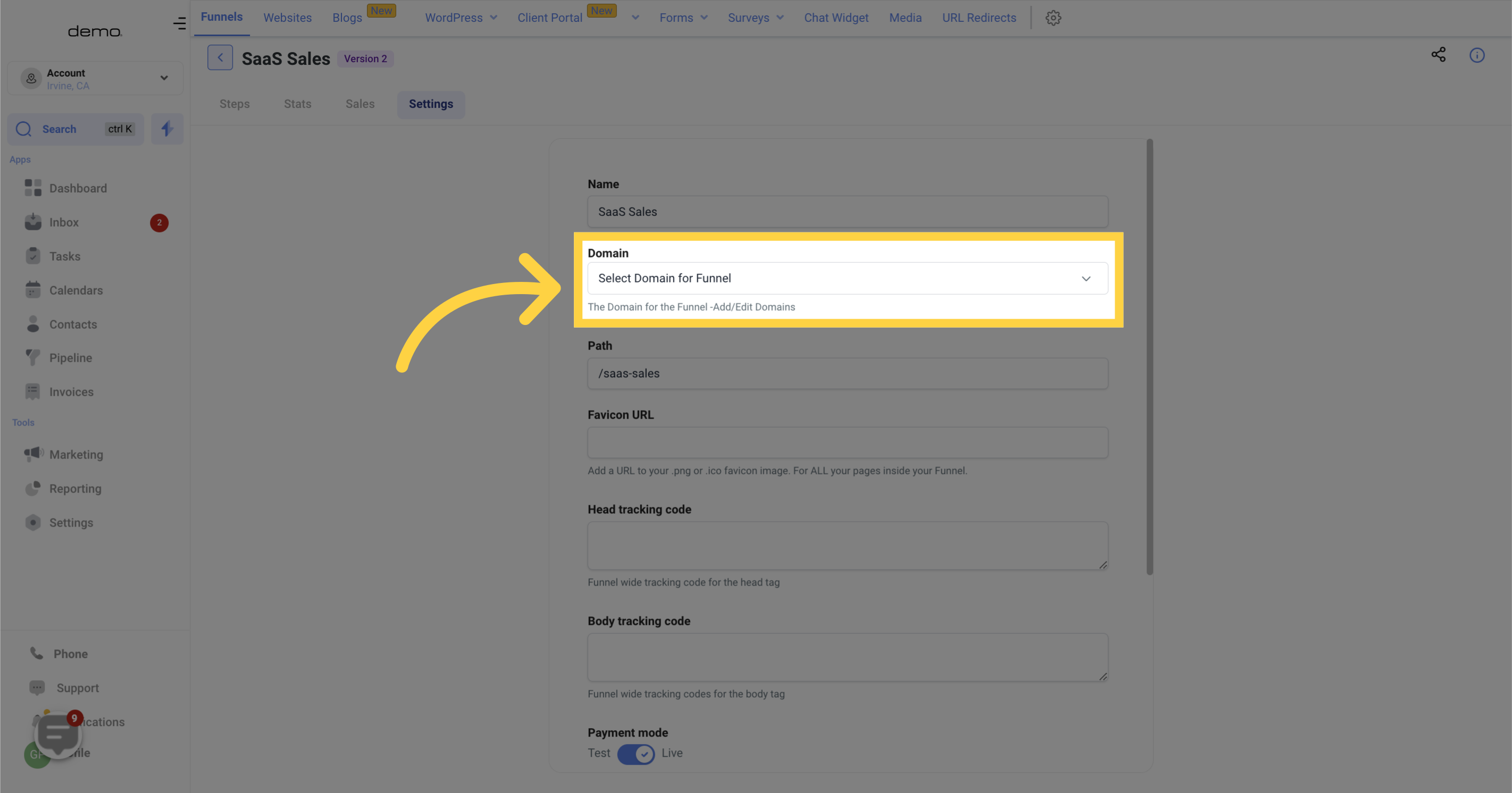 Configure the domain