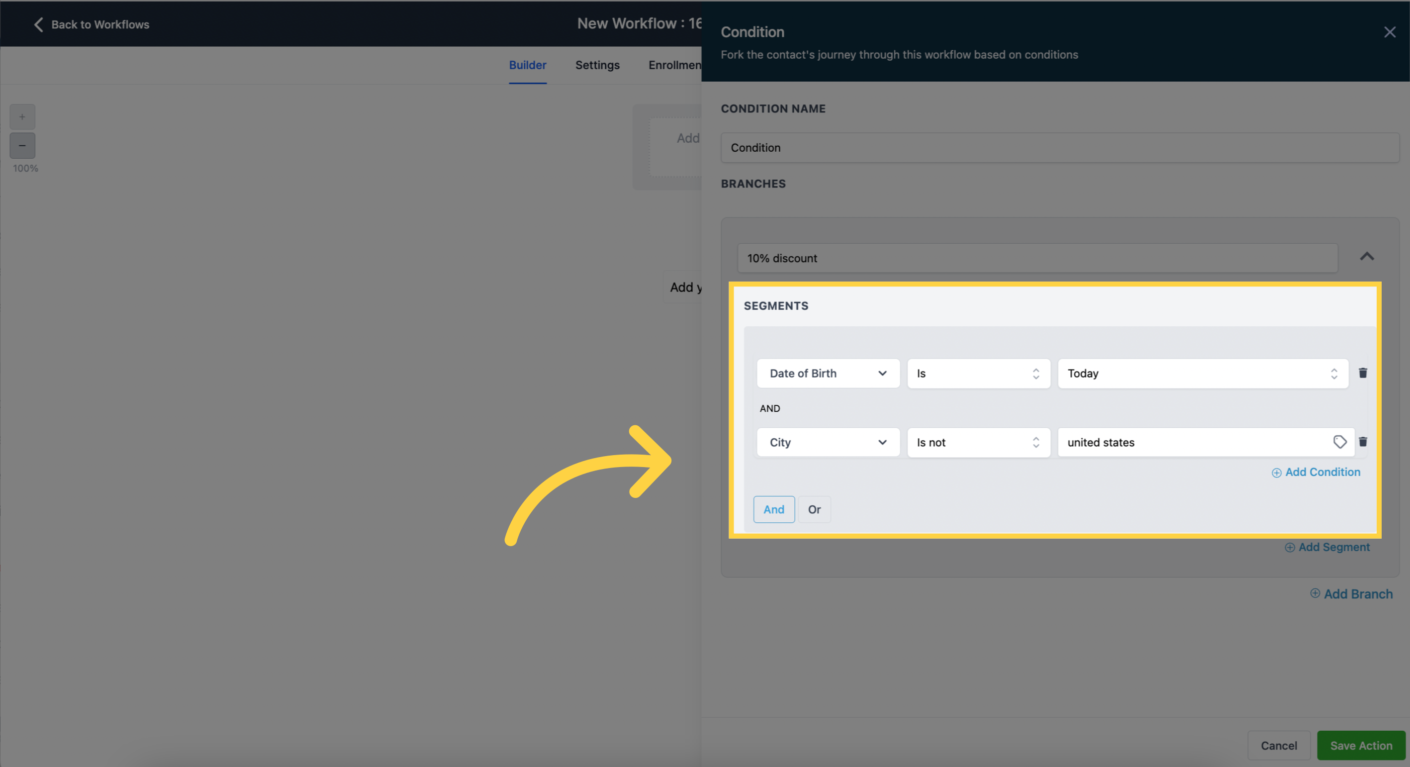 Example of Using Segments with conditional logic
-is/is not
-And