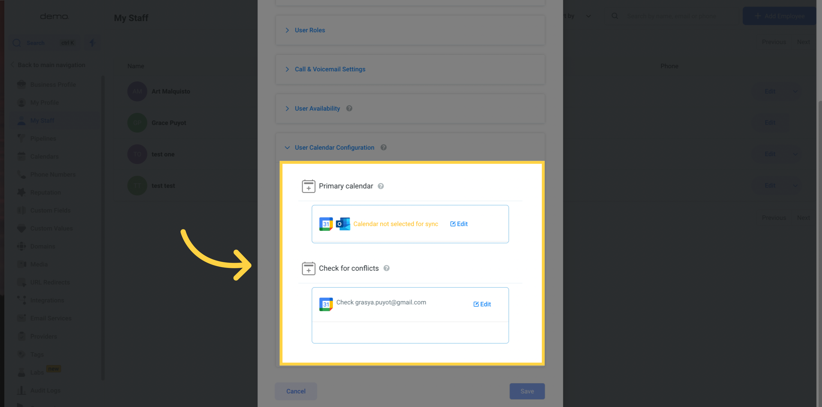 Edit Calendar Configurations