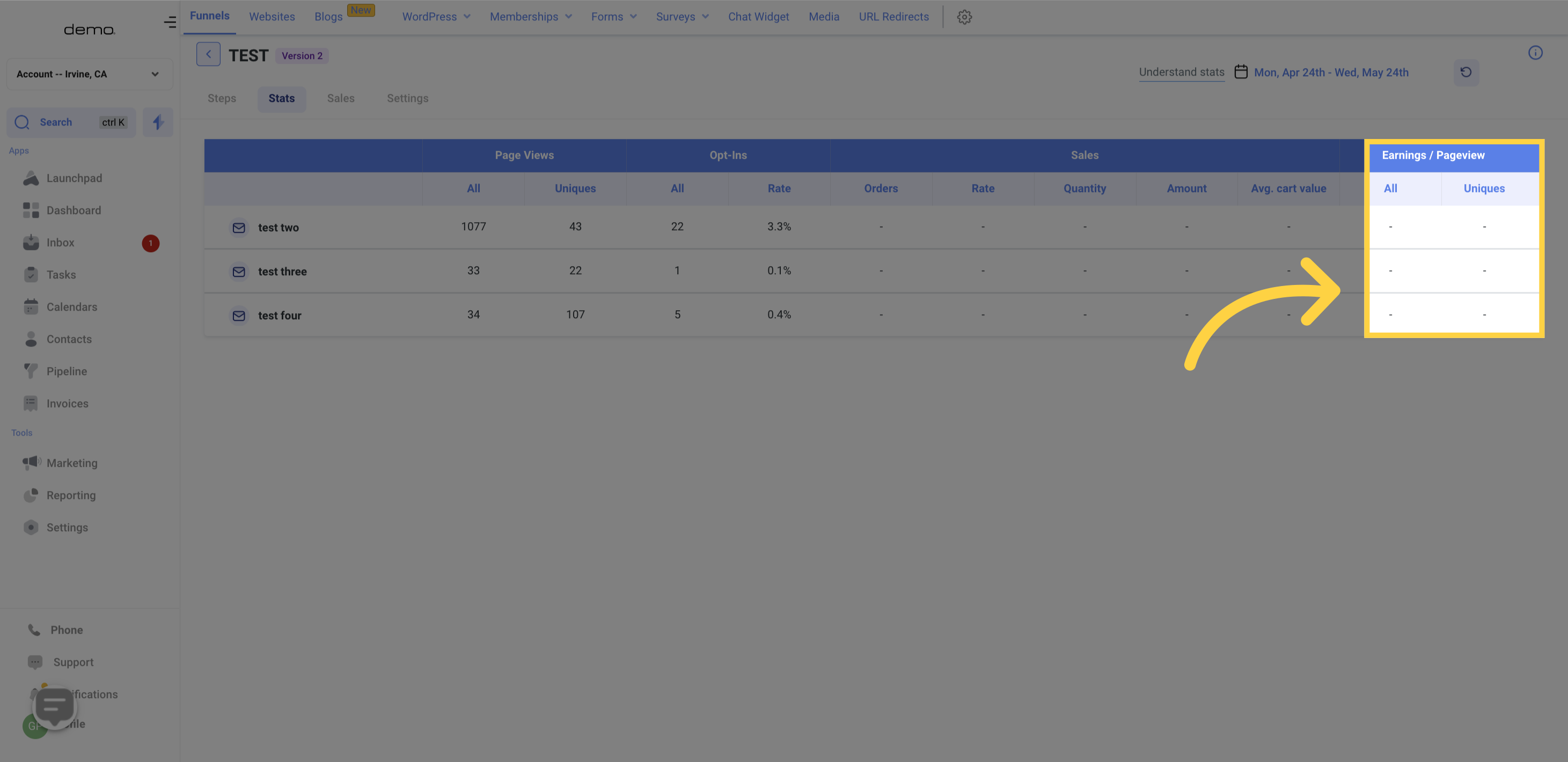 Earnings/Page Views