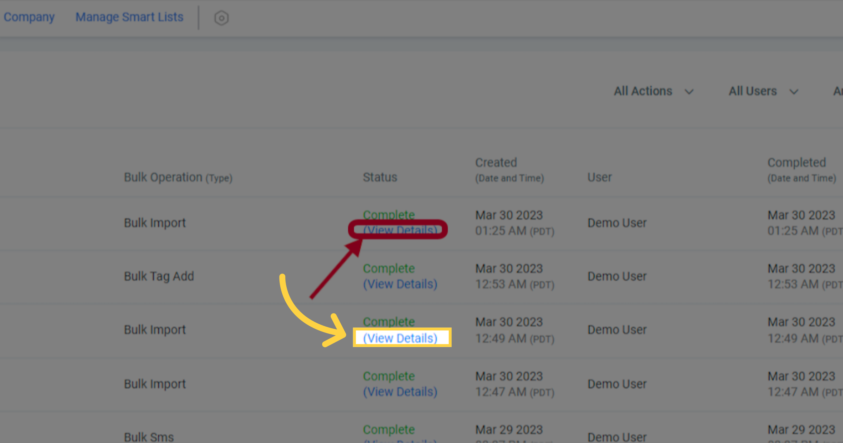 View Status Details