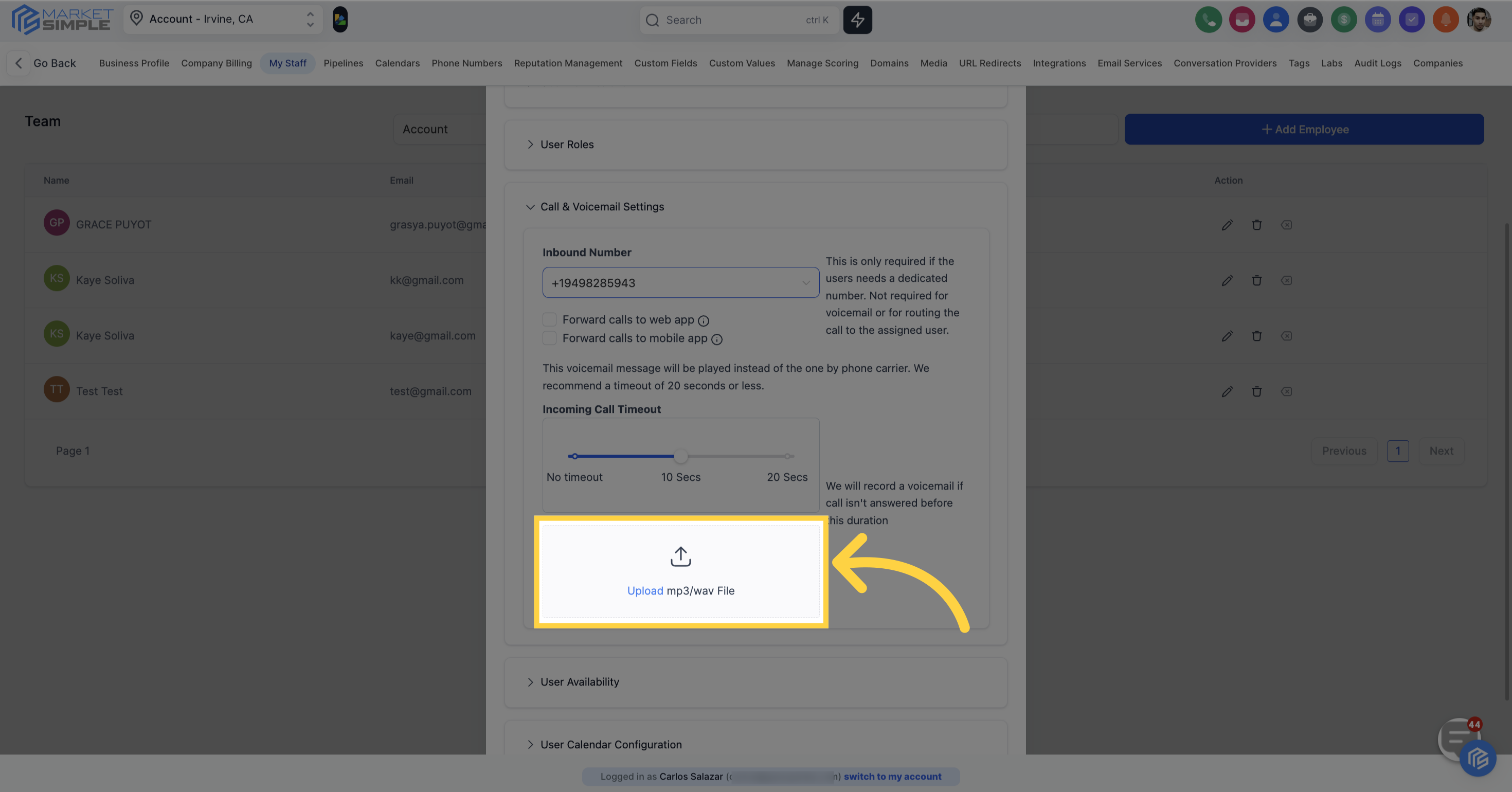 Click here to upload 'mp3/wav file'