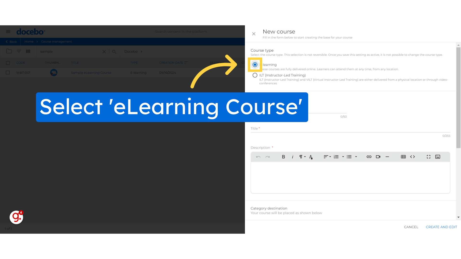 Select 'eLearning Course'