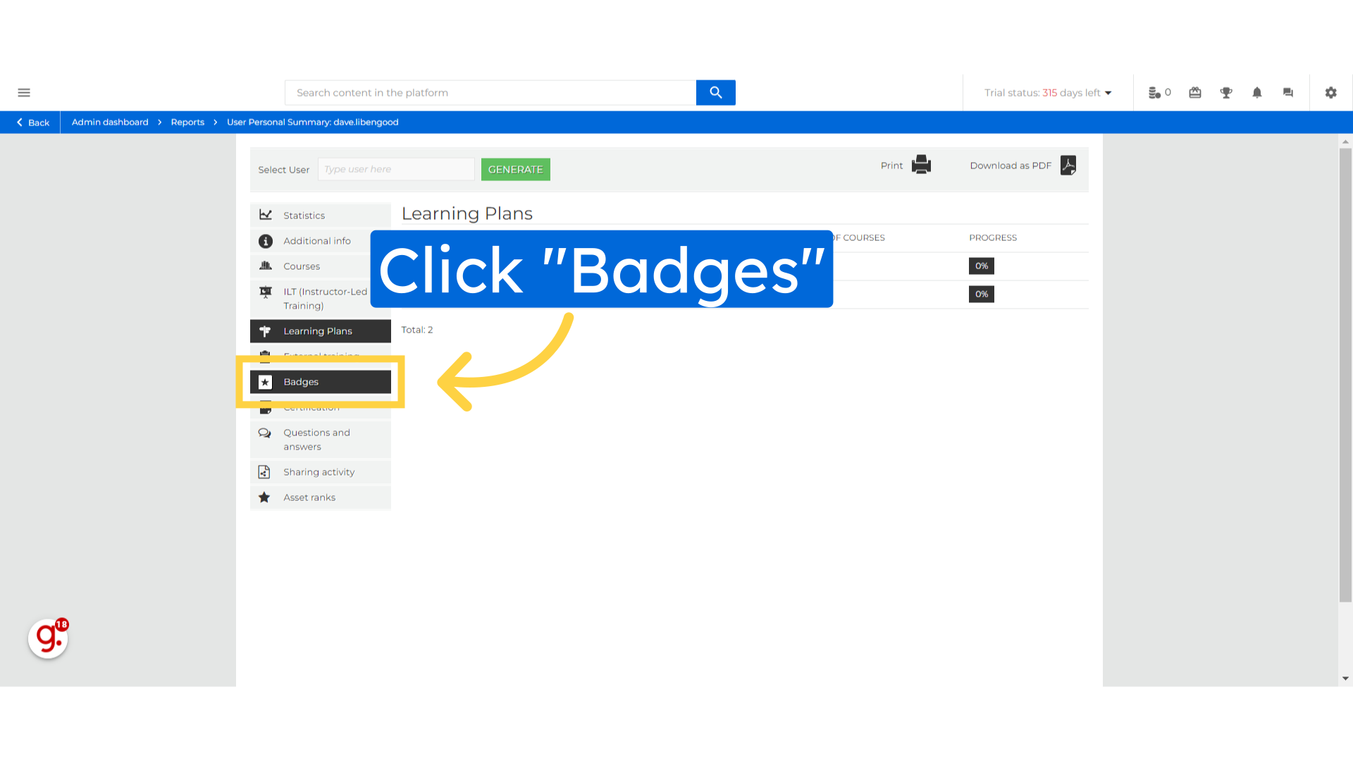 Click 'Badges'