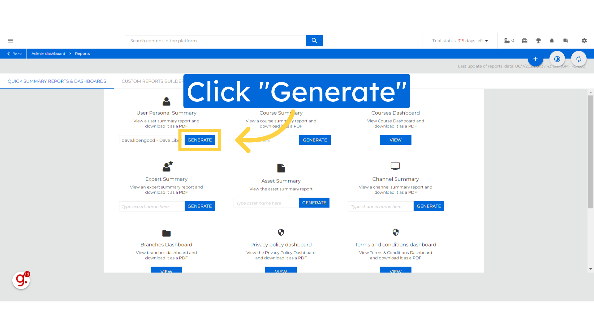 Click 'Generate'