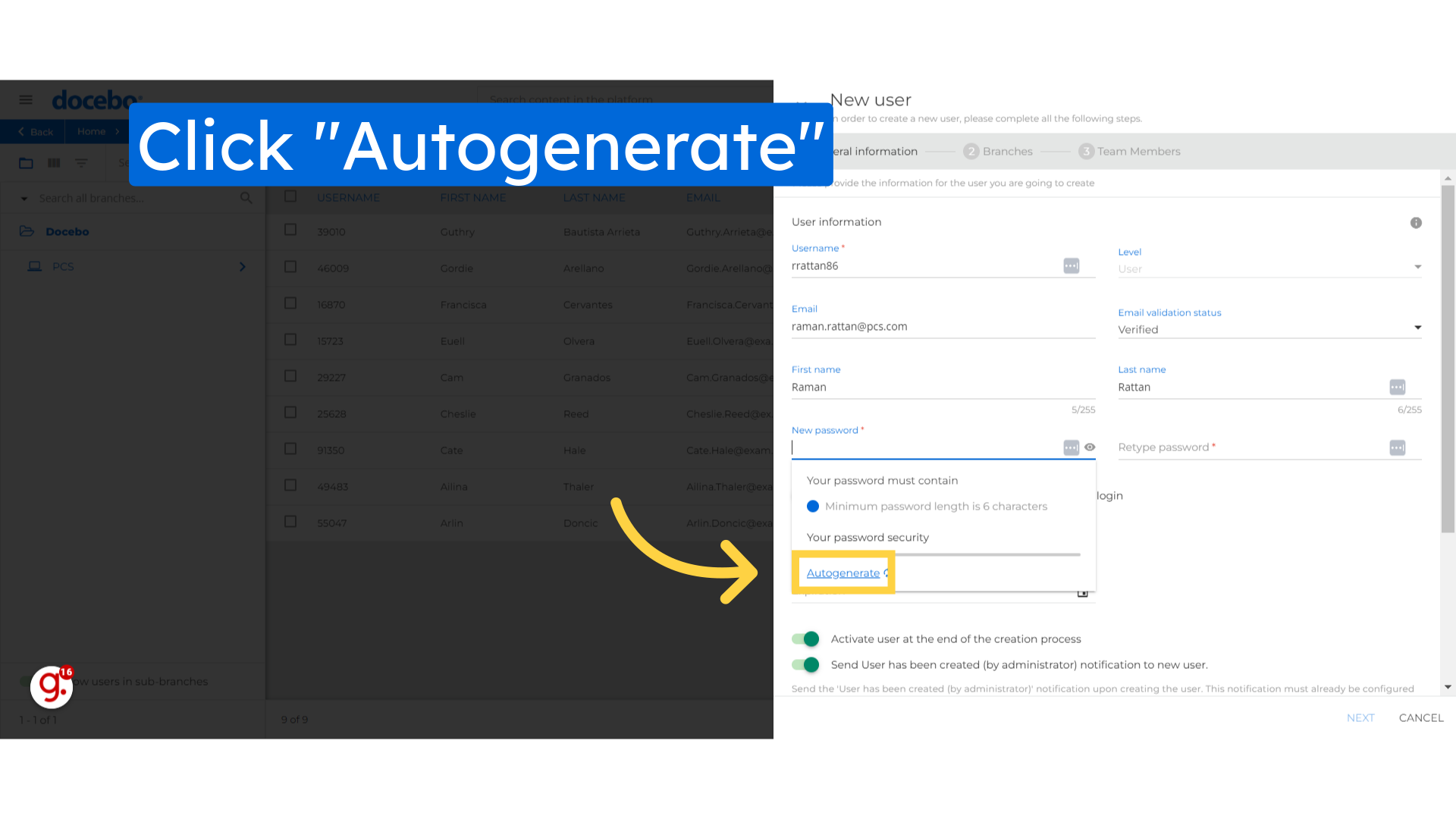 Click 'Autogenerate'