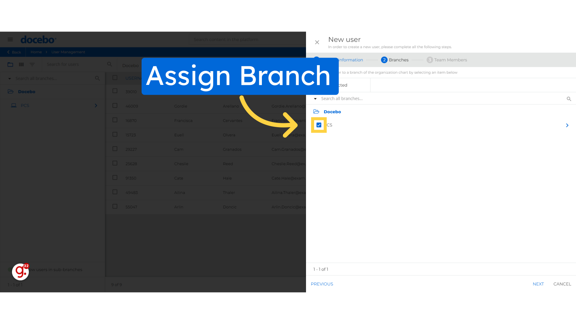 Assign Branch