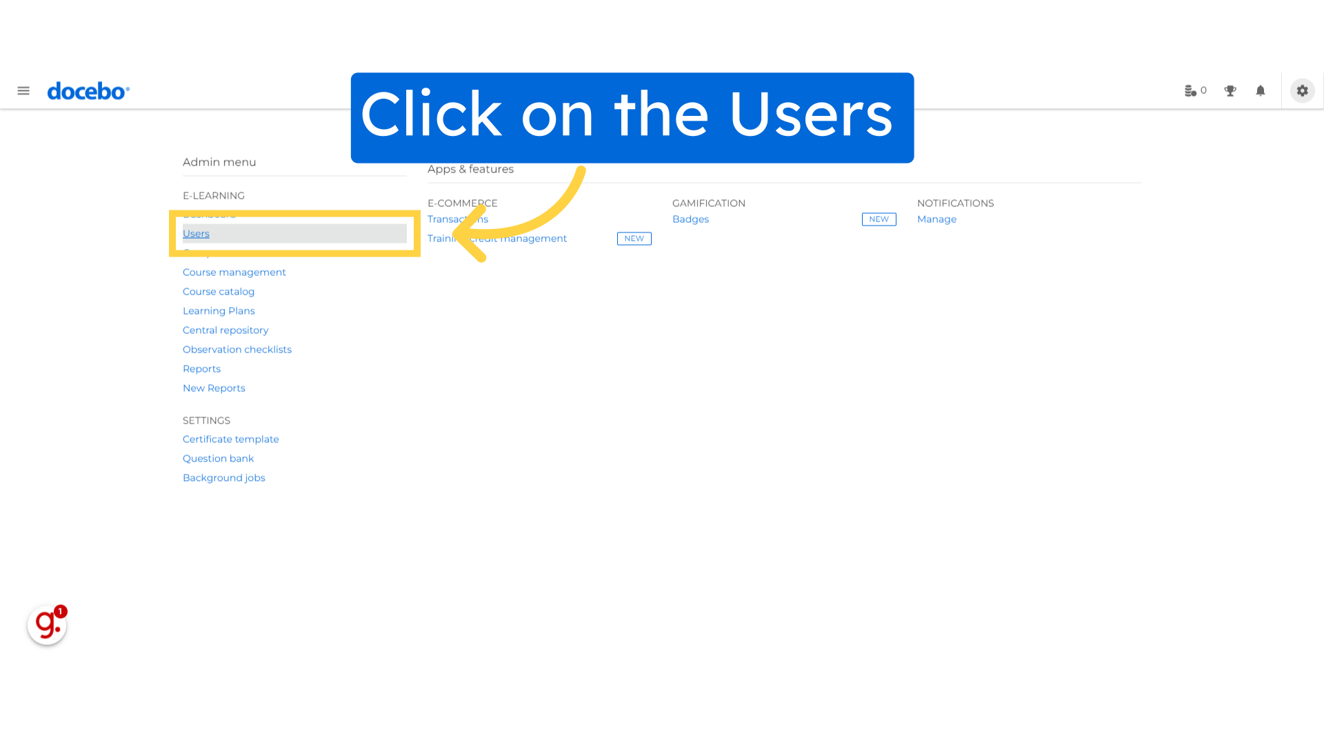 Click on the Users