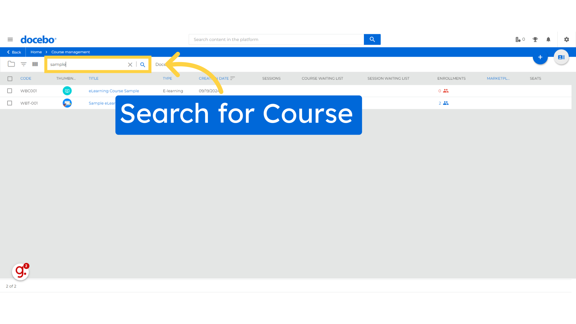 Search for Course