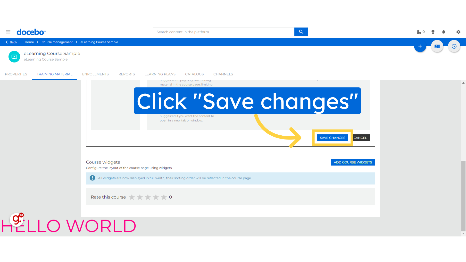 Click 'Save changes'