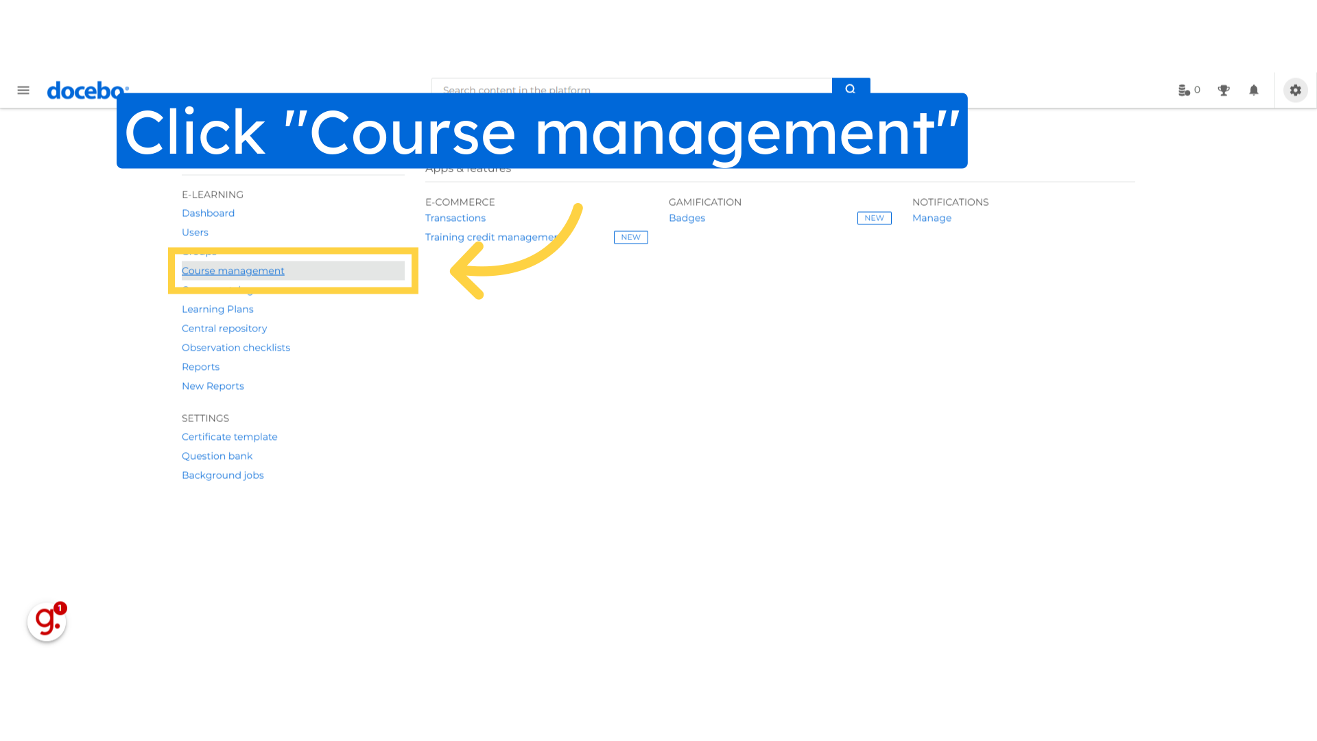 Click 'Course management'