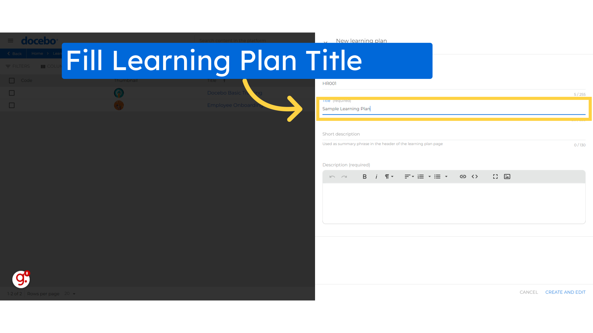 Fill Learning Plan Title