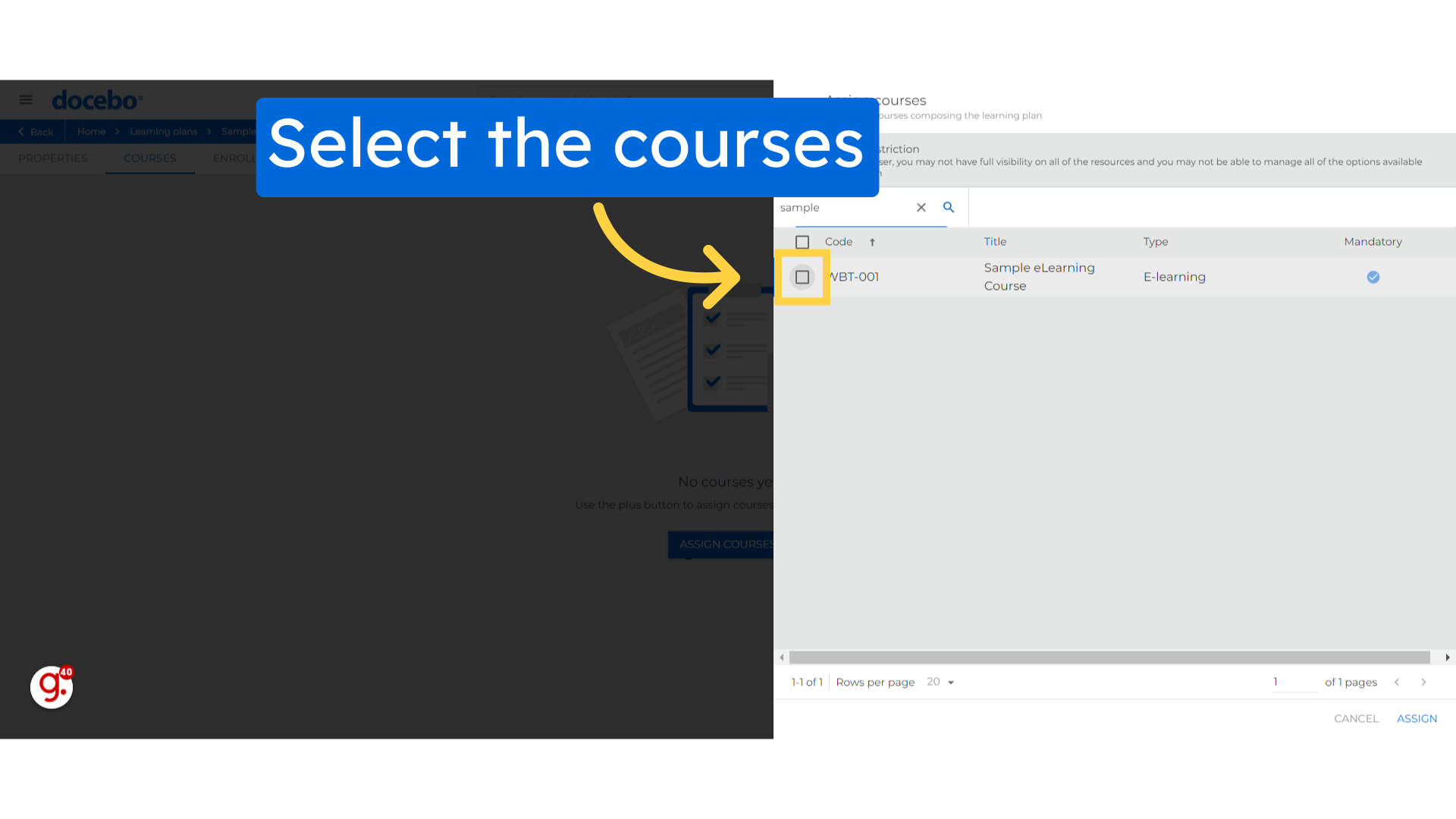 Select the courses