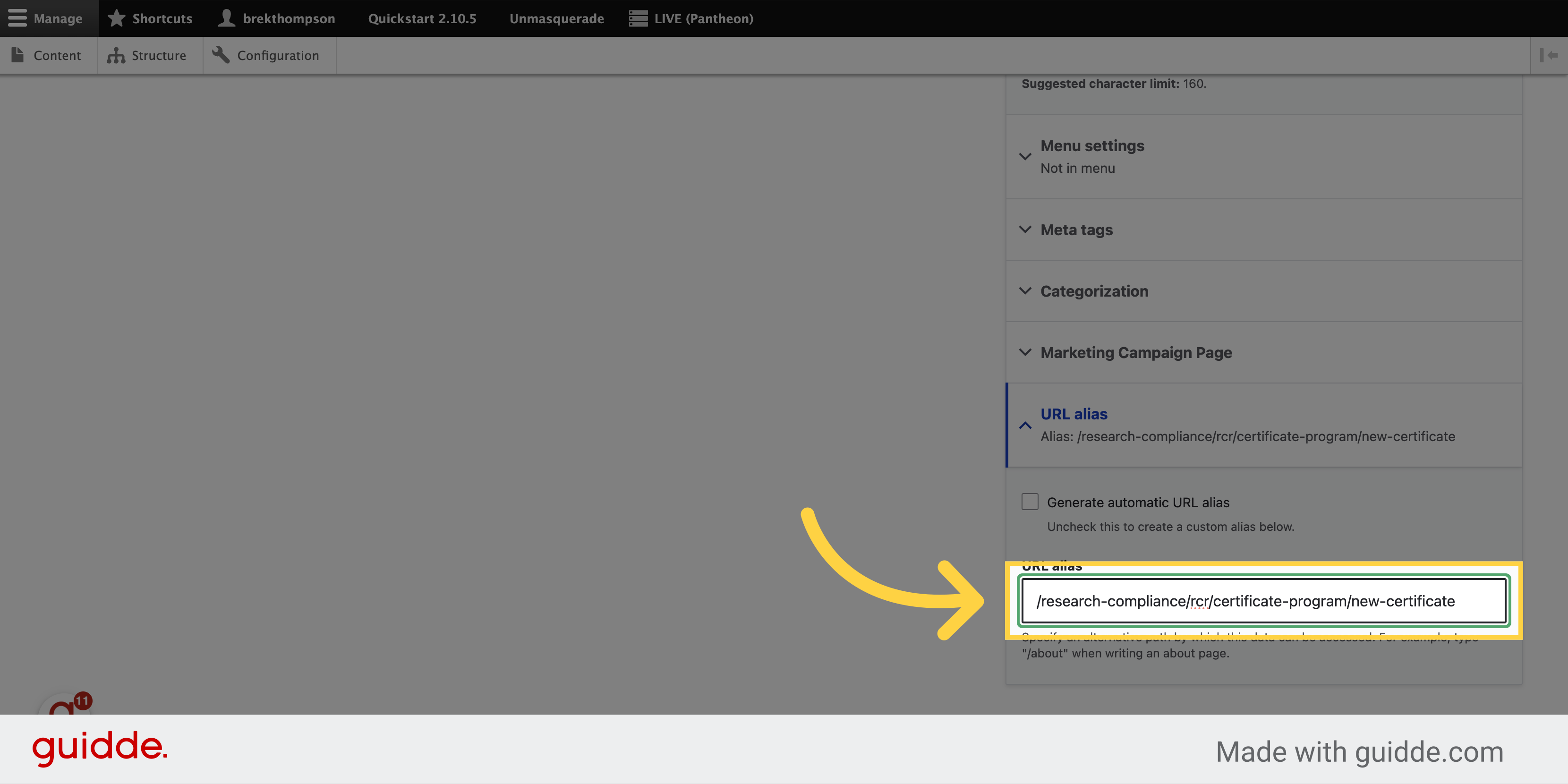 I've already copied the parent path to my clipboard. I'm pasting it here, making sure to start the path with a forward slash, then typing in the title of my subpage.