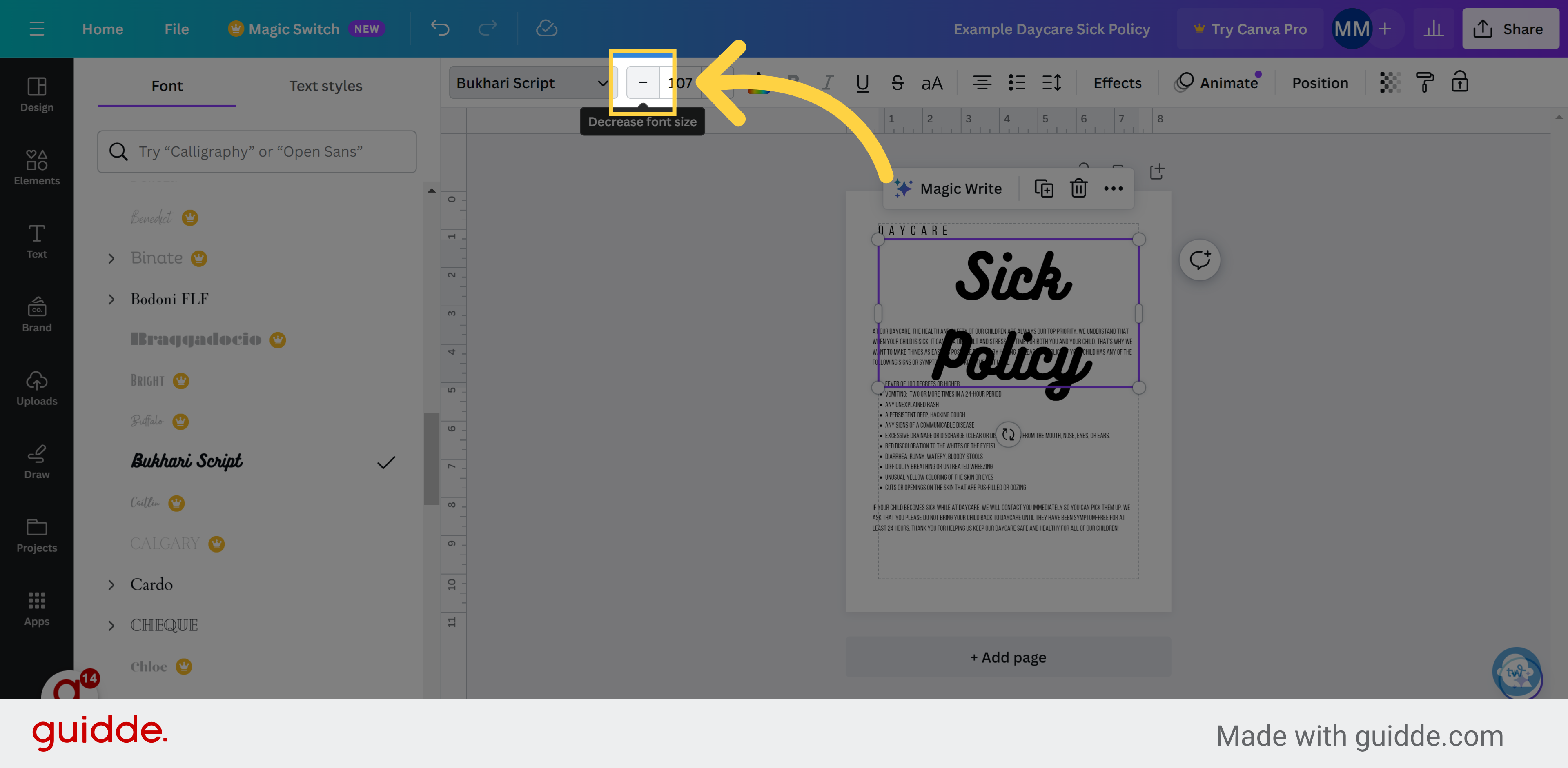 To Change The Size of The Text