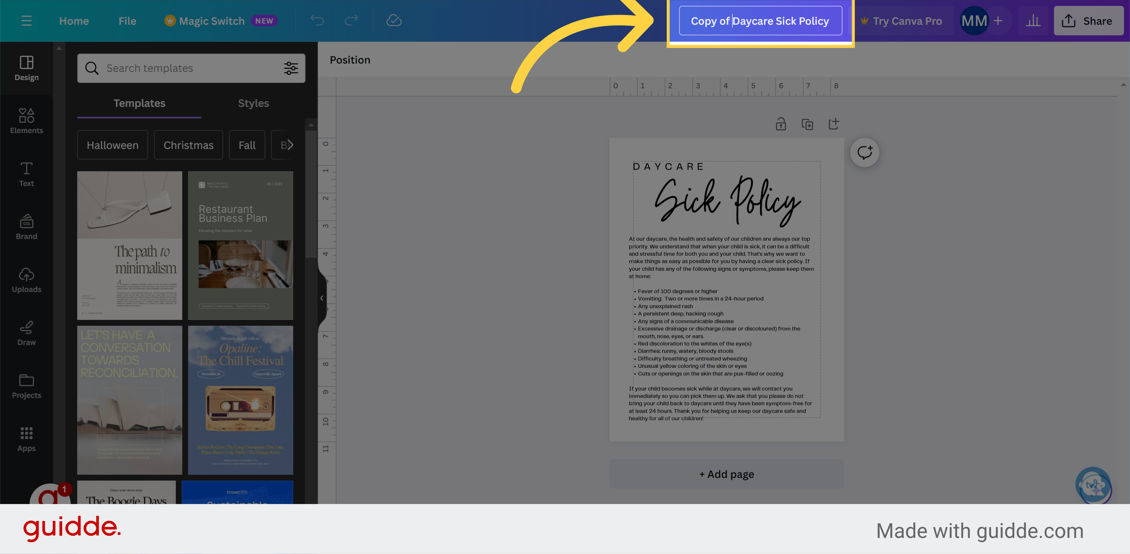Click Title Bar and Rename