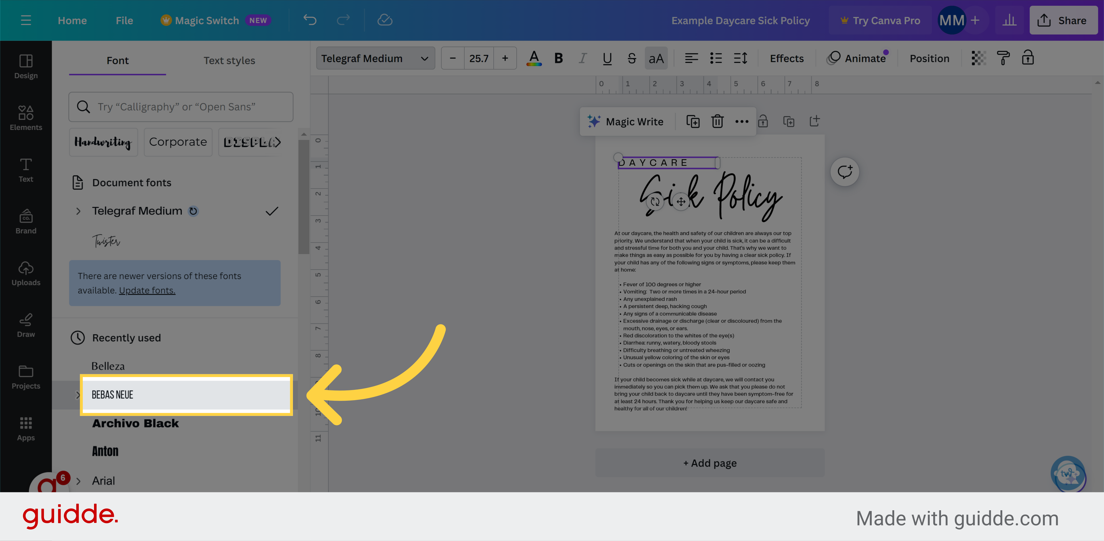 Select A New Font