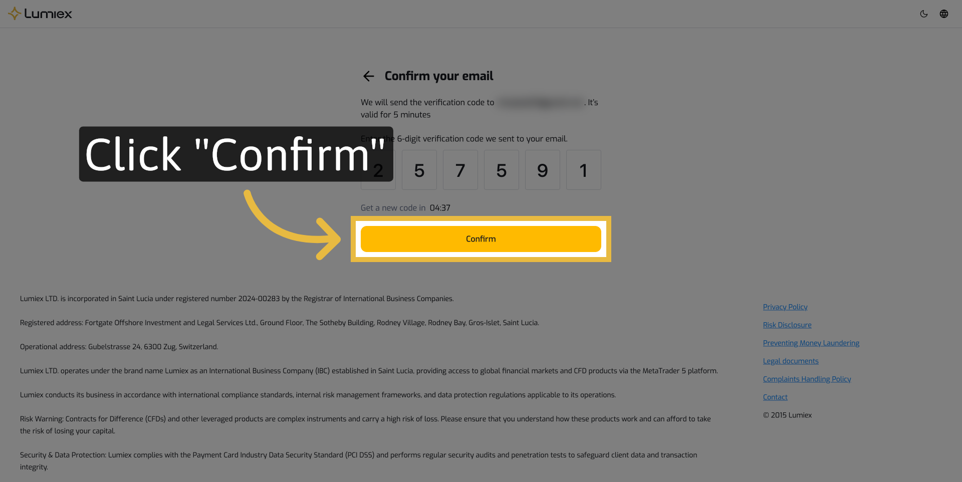 Click Confirm Button