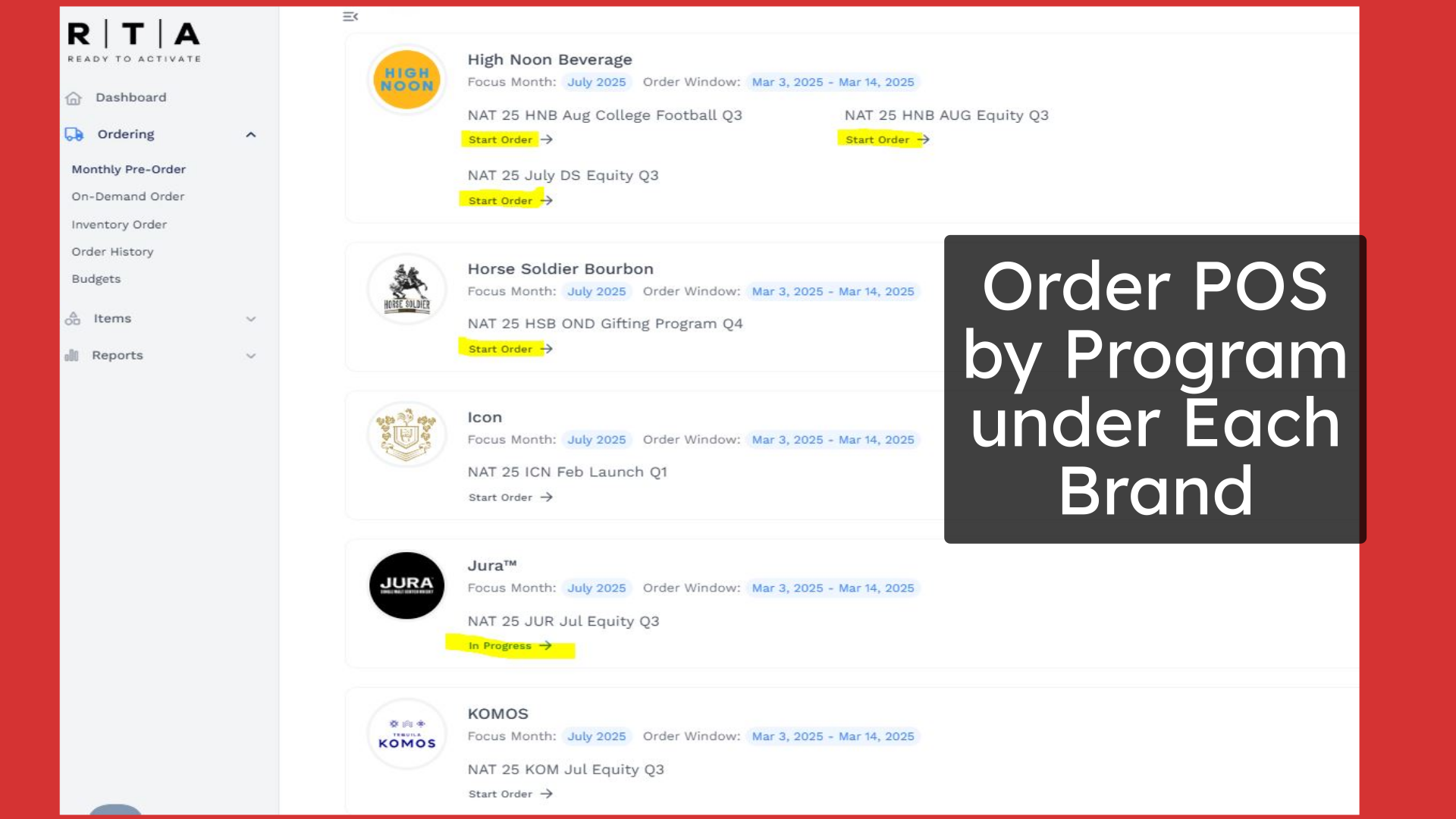 Order POS by Program under Each Brand