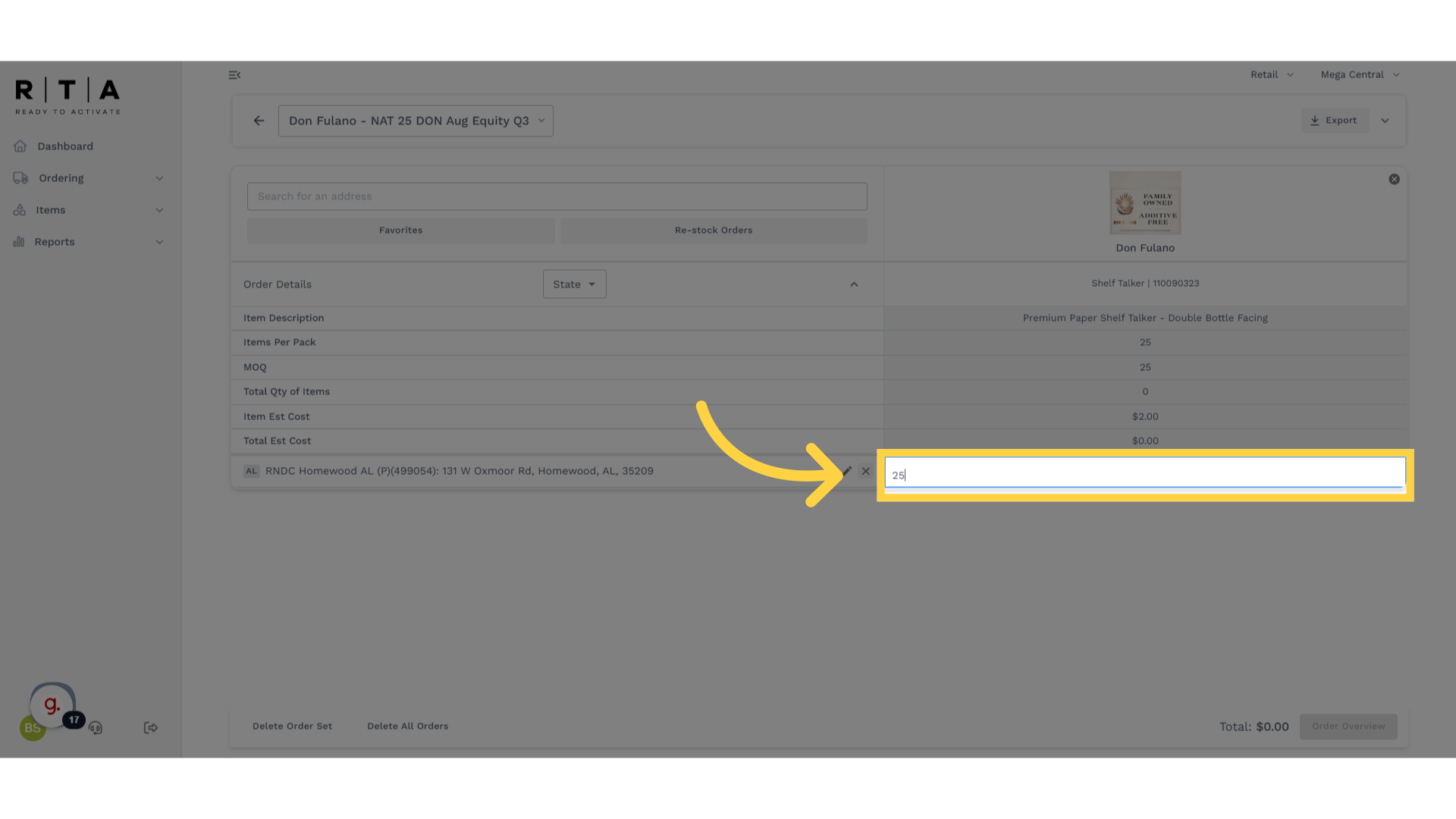 Enter Orders in Quantities Divisible by 'Items Per Pack'